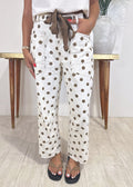 Polka Dot Front Tie Barrel Pants