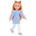 14-inch posable doll with copper hair and blue eyes