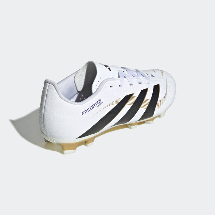 adidas PREDATOR CLUB Firm/Multi-Ground Soccer Cleats | Cloud White-Core Black-Gold Metallic | Kid's Unisex