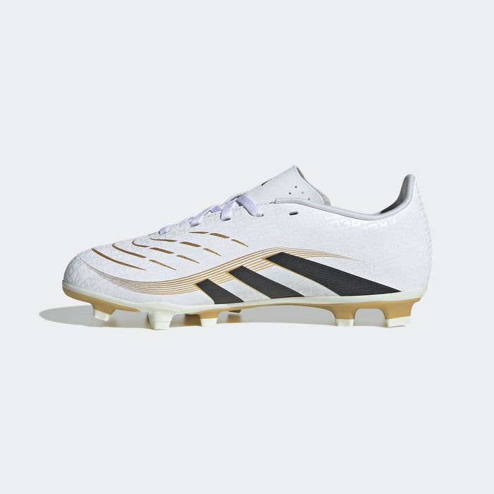 adidas PREDATOR CLUB Firm/Multi-Ground Soccer Cleats | Cloud White-Core Black-Gold Metallic | Kid's Unisex