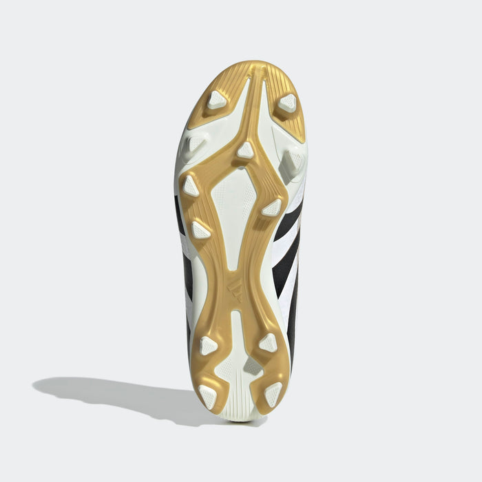 adidas PREDATOR CLUB Firm/Multi-Ground Soccer Cleats | Cloud White-Core Black-Gold Metallic | Kid's Unisex