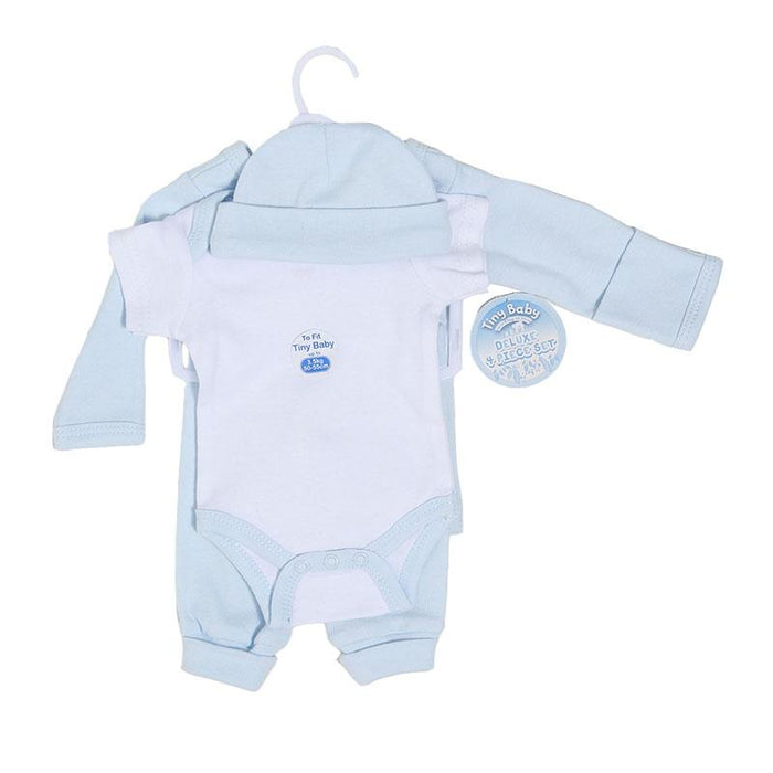 PREMATURE BOYS 4 PIECE GARMENT SET (Tiny Baby: 3.5kg : 50-55cm)  PR10-B - Kidswholesale.co.uk