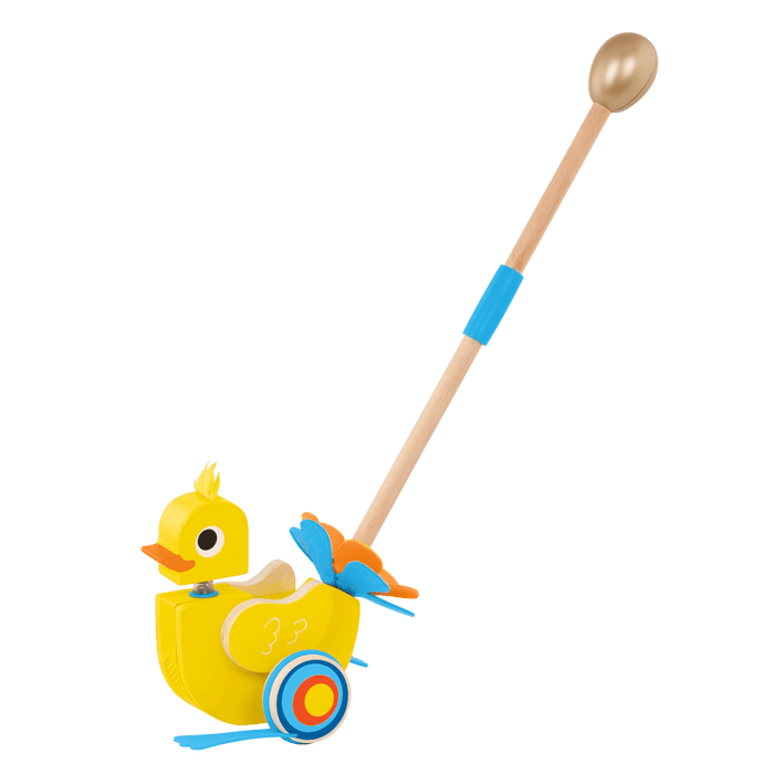 Quacking duck push toy for toddlers