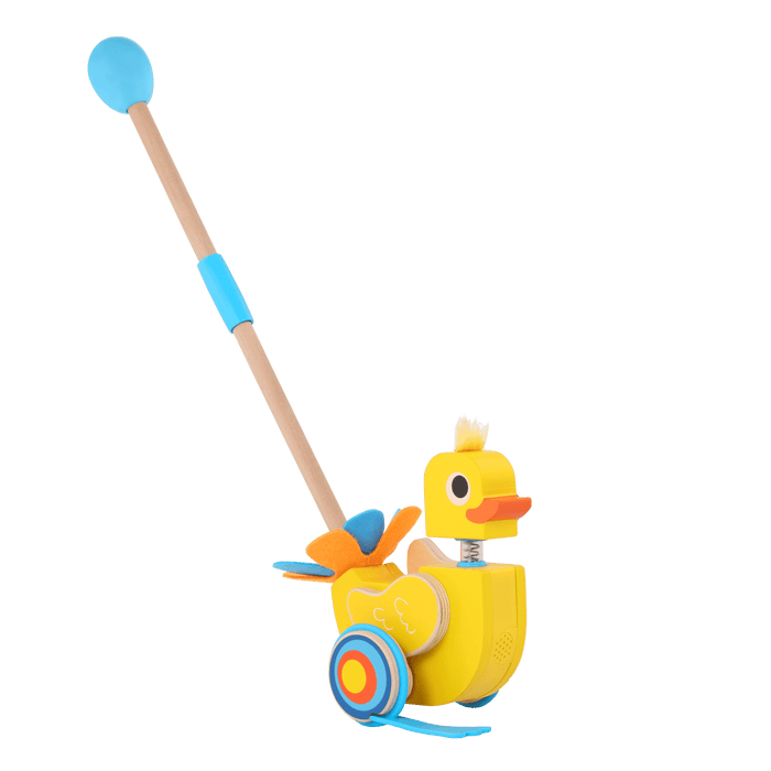 Quacking duck push toy for toddlers