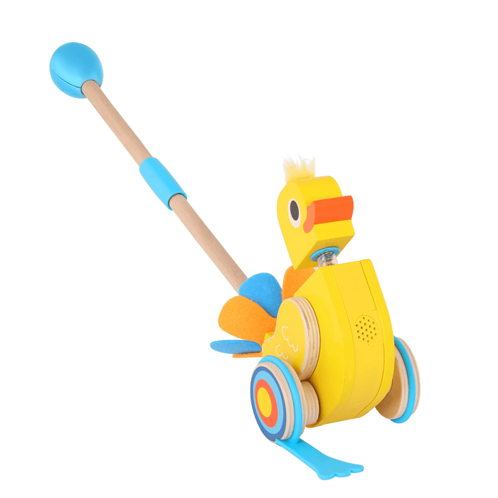 Quacking duck push toy for toddlers