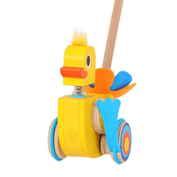 Quacking duck push toy for toddlers