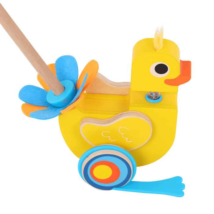 Quacking duck push toy for toddlers