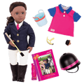 18-inch doll with dark-brown hair, brown eyes, equestrian accessories and storybook