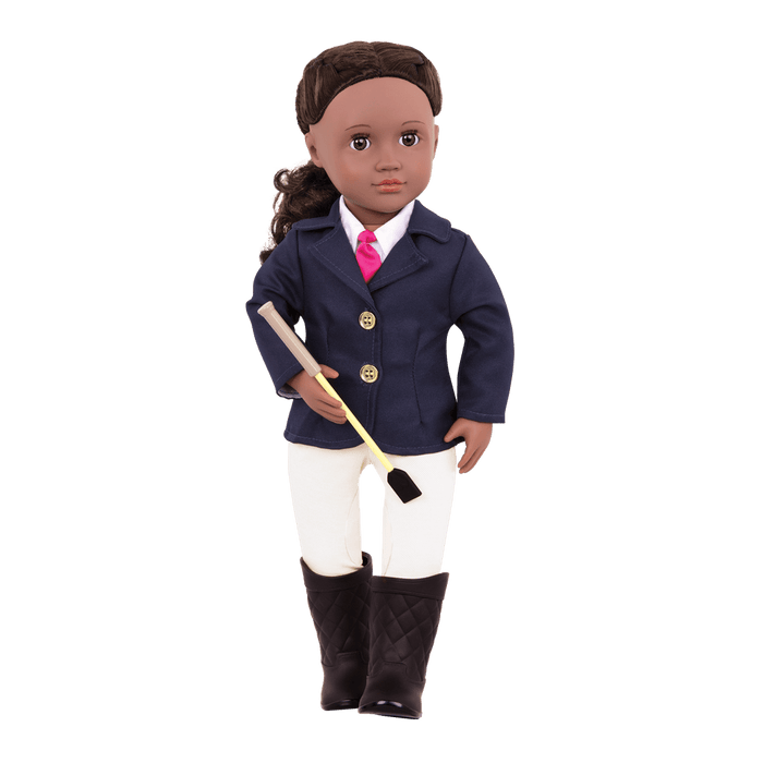 18-inch doll with dark-brown hair, brown eyes, equestrian accessories and storybook