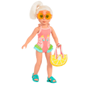 Parrot swimsuit with lemon tote bag for 14-inch doll