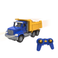 Blue and yellow toy dump truck