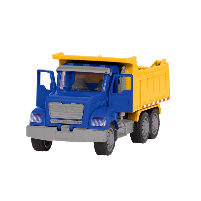 Blue and yellow toy dump truck