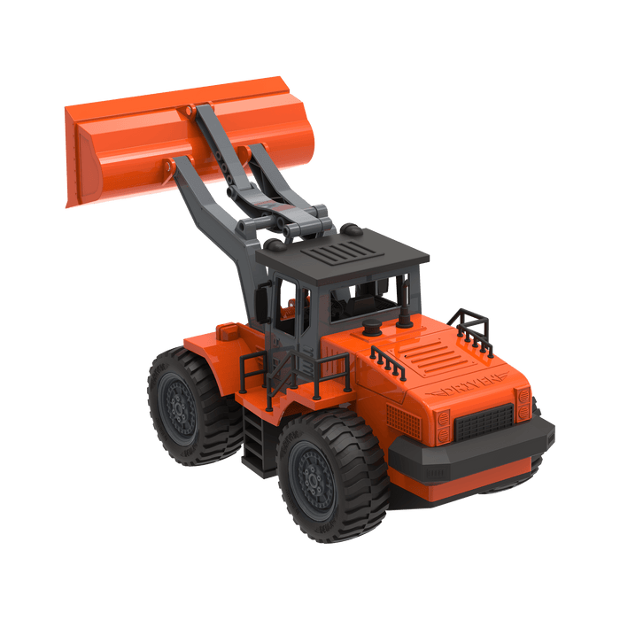 Midrange Remote control orange toy front end loader.