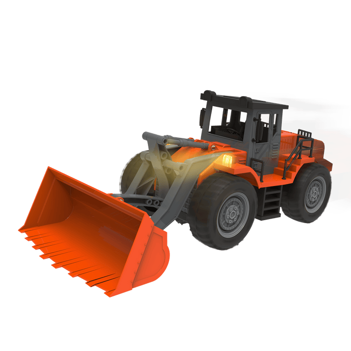 Midrange Remote control orange toy front end loader.