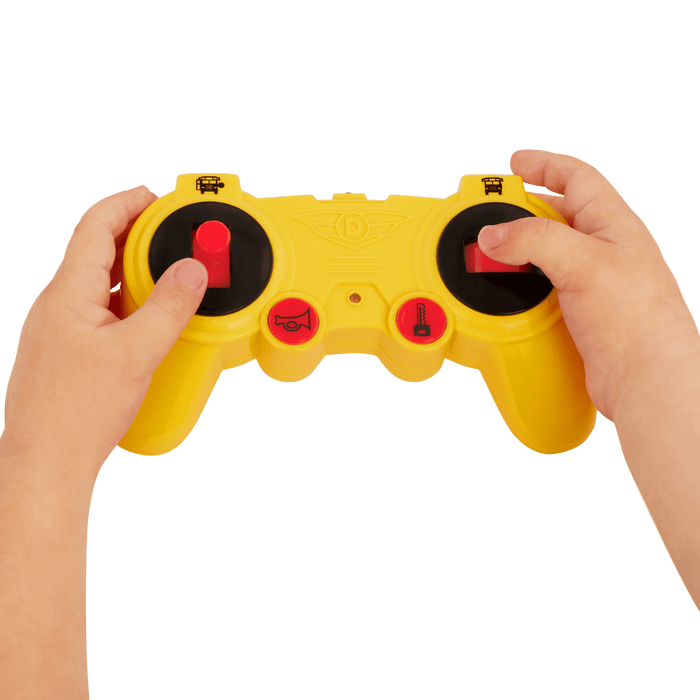 Large remote-control school bus.