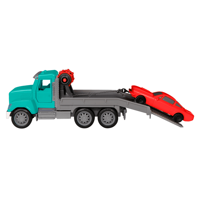 Mint toy tow truck with remote control towing red car