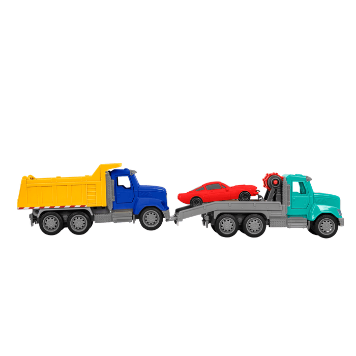 Mint toy tow truck with remote control towing red car