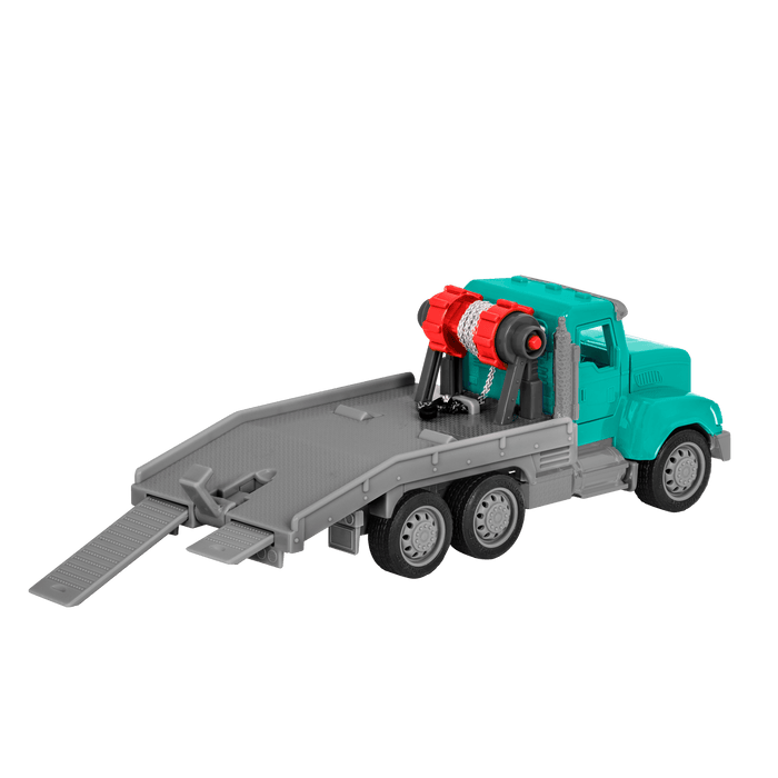 Mint toy tow truck with remote control towing red car