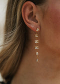 Rectangle cz gold dangle earrings