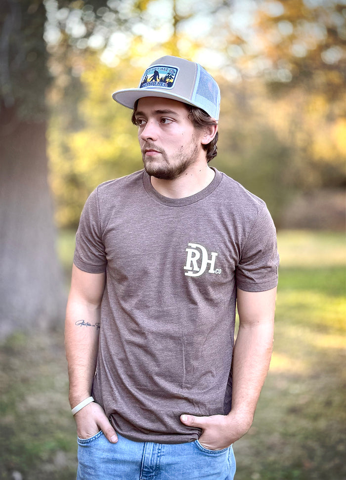 Red Dirt Hat Co. "Buffalo Chip" Graphic T-Shirt in Heather Brown