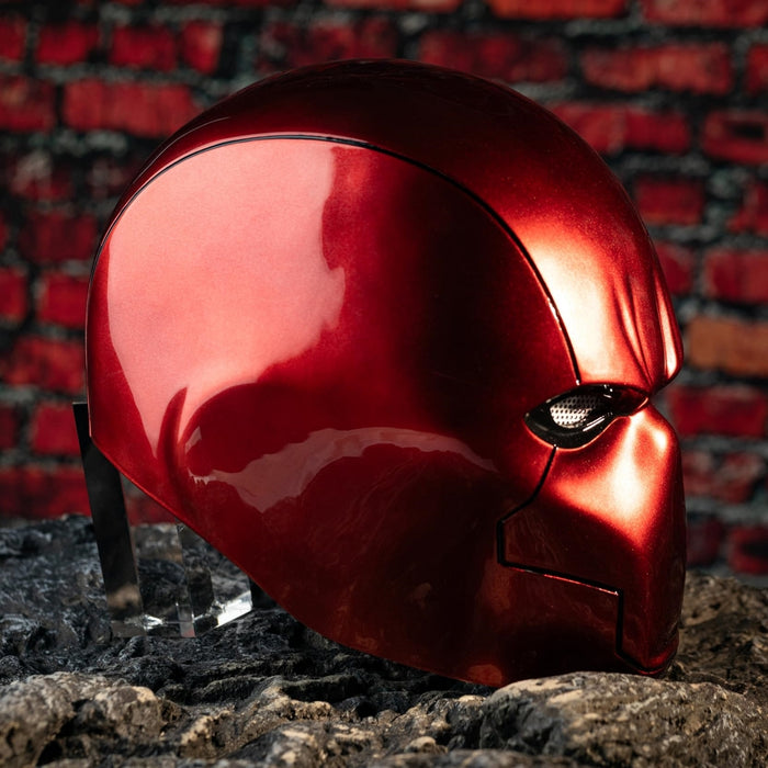 Red Hood Resin Helmet Deluxe Prop UV Bright Surface Halloween