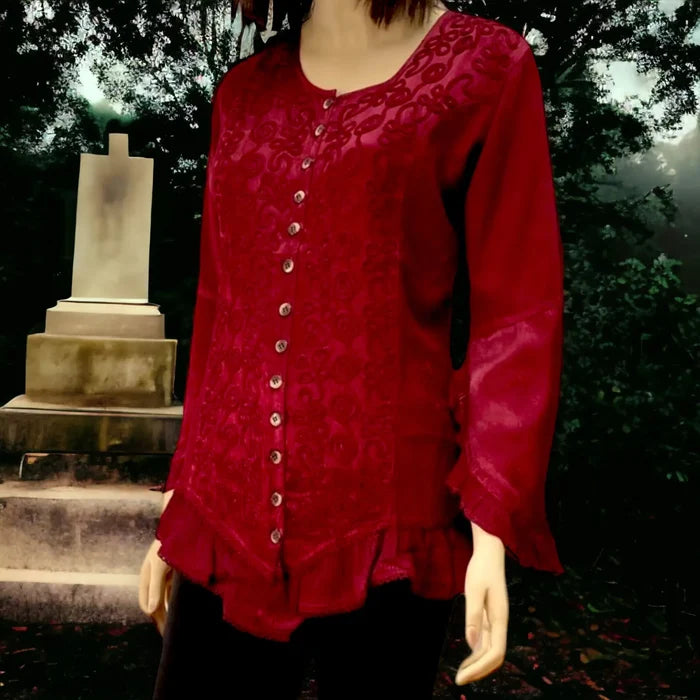 Regal Burgundy Chemise Blouse - Wild Time Fashion