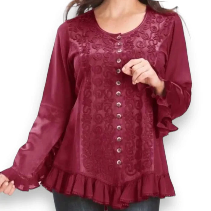 Regal Burgundy Chemise Blouse - Wild Time Fashion