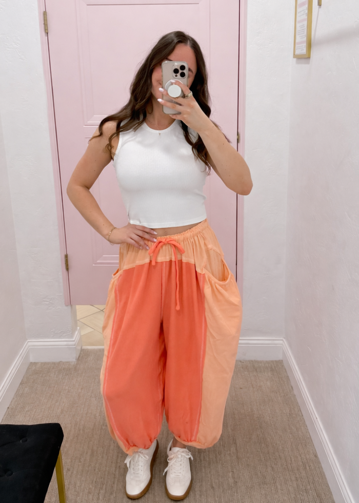 Relaxed fit thermal and rib pants