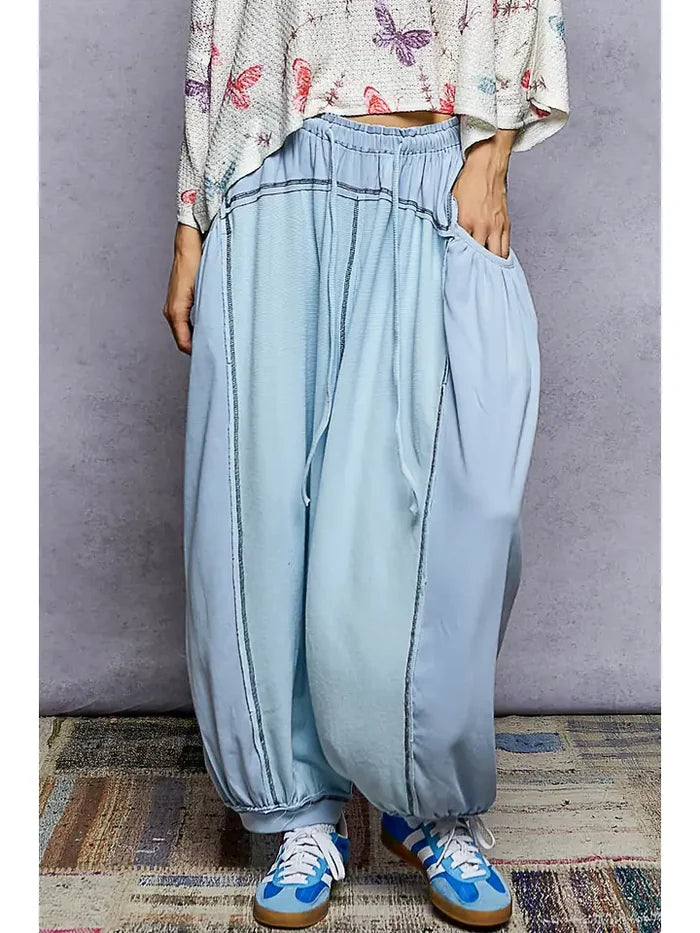 Relaxed fit thermal and rib pants