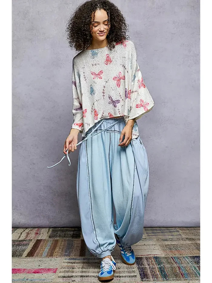 Relaxed fit thermal and rib pants