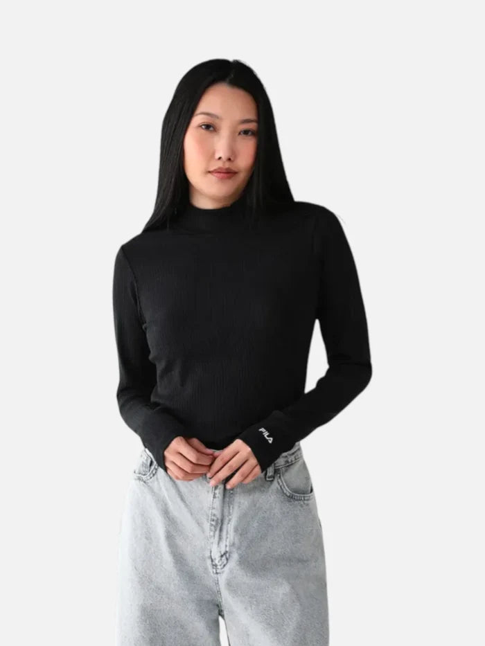 Remera Mujer Fila Essentials Canelada Negro