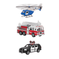 Toy emergency vehicle set.