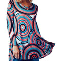 Retro Colorful Medallion Long Sleeve Tunic Top