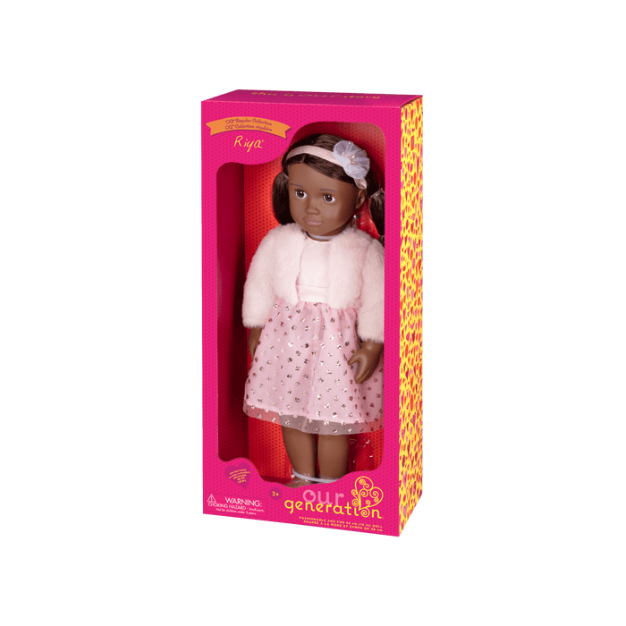 18-inch doll with dark-brown hair and brown eyes
