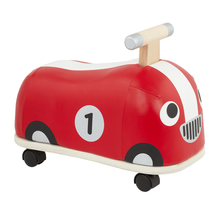Wooden ride-on race car for toddlers