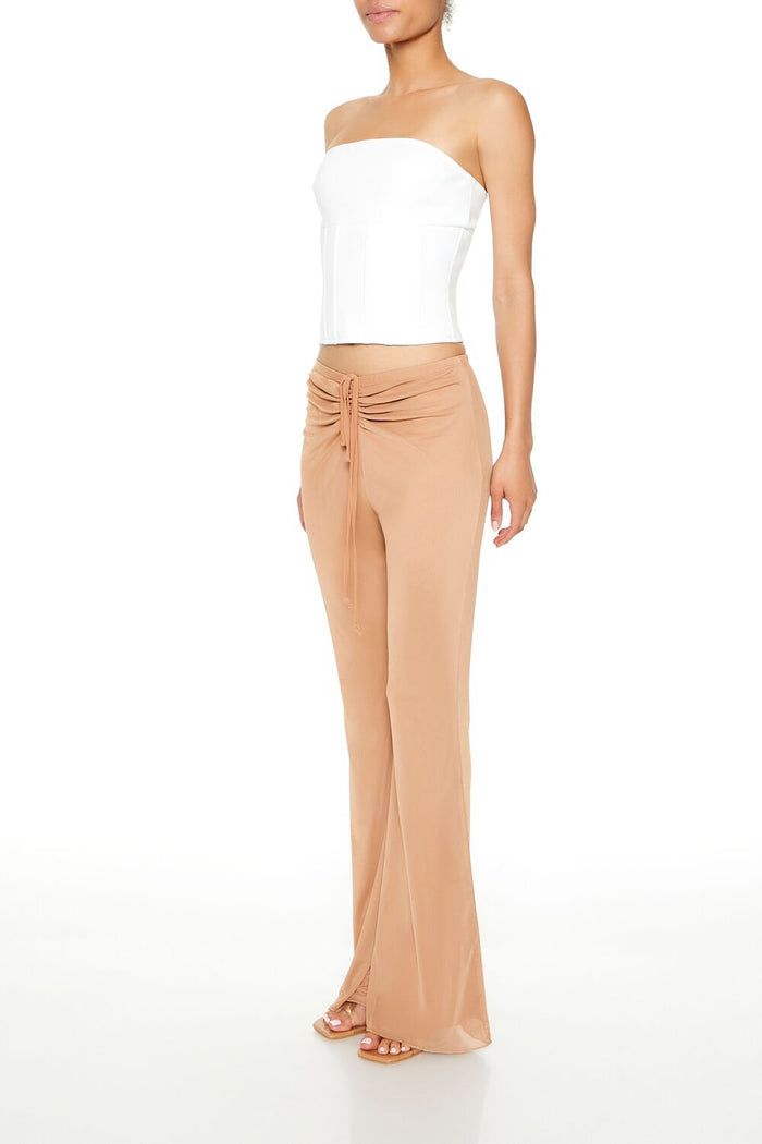 Ruched Drawstring Mesh Pants