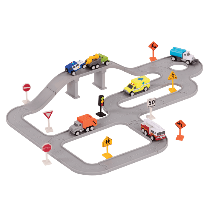 Mini Pocket Series City Playset Cars Tracks Road Signs
