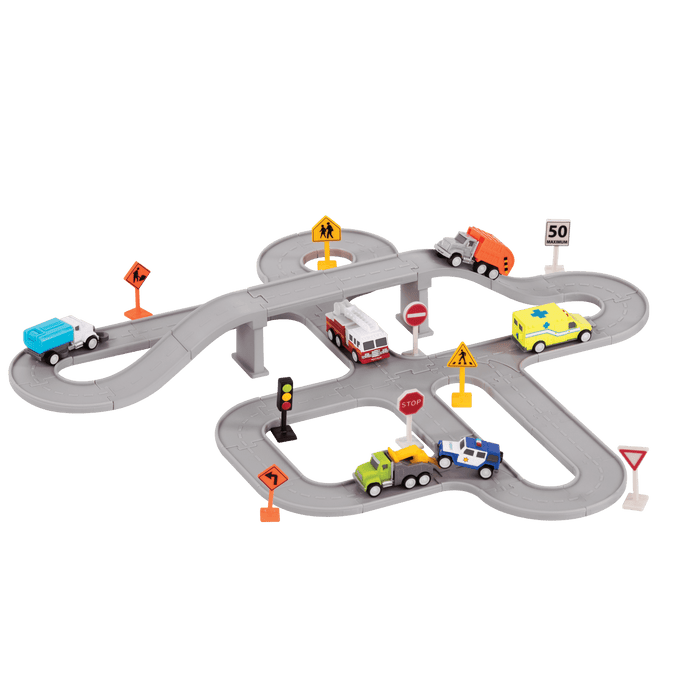Mini Pocket Series City Playset Cars Tracks Road Signs