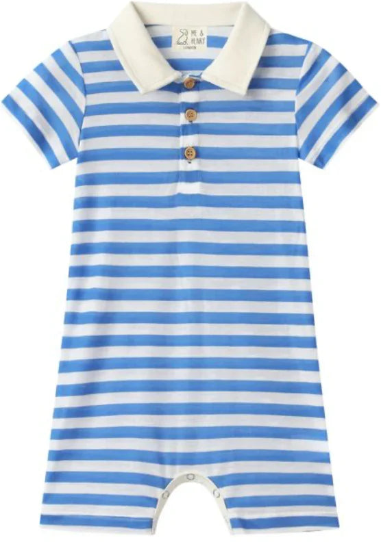 SALTASH Polo romper - Royal stripe