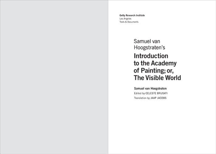 Inside page of 'Samuel van Hoogstraten's Introduction to the Academy of Painting; or, The Visible World'.