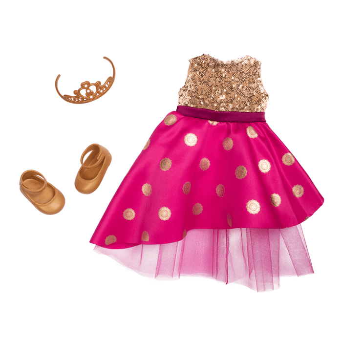 18-inch doll with blonde hair and brown eyes