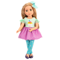 14-inch posable doll with blonde hair and green eyes
