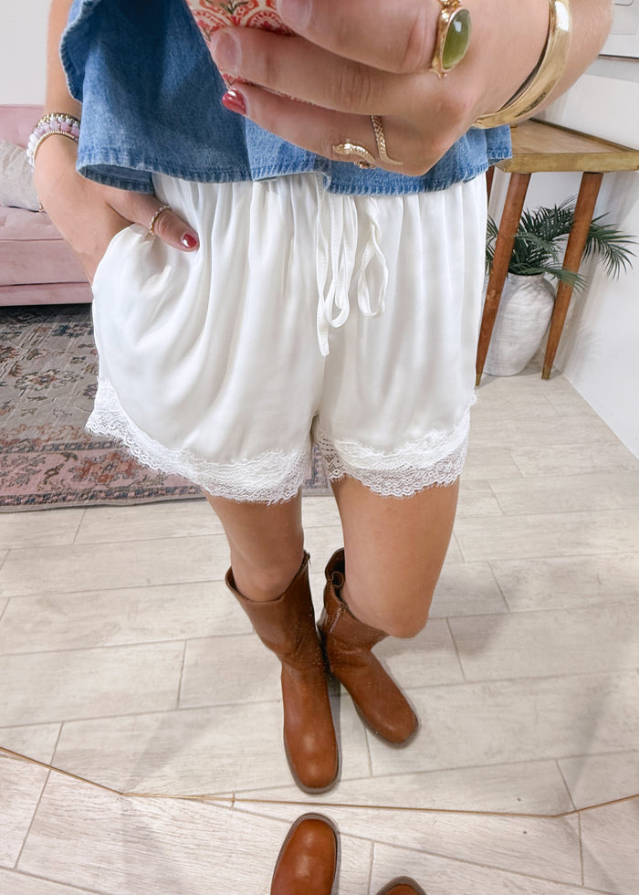 Scallop Lace Satin Shorts