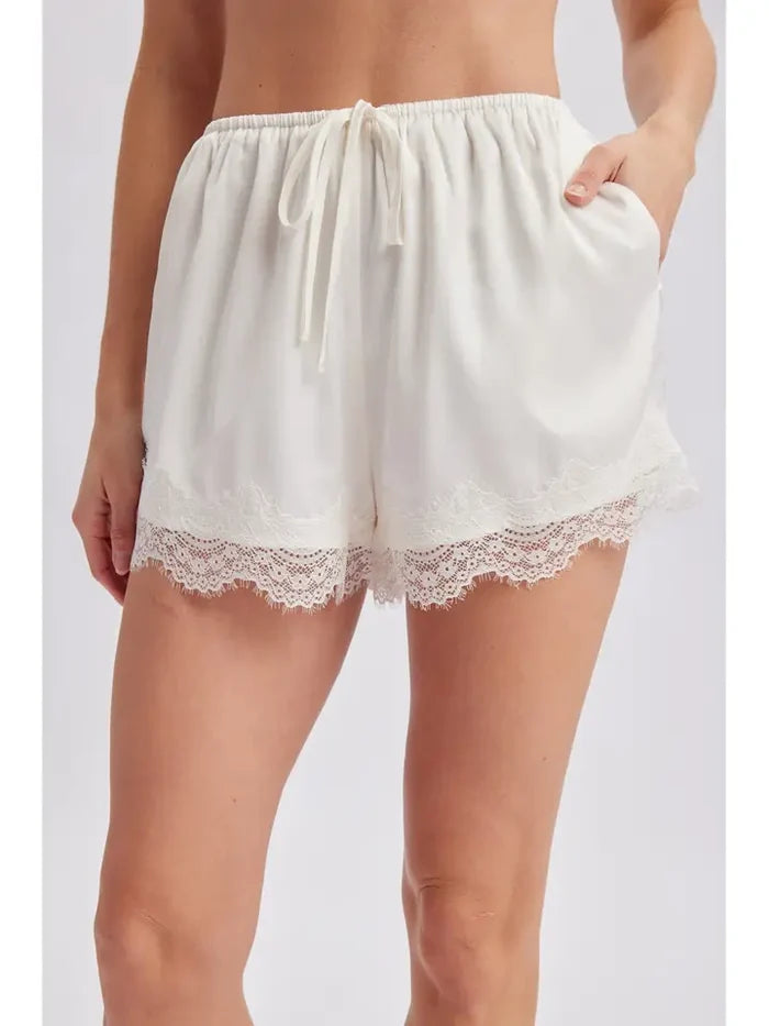 Scallop Lace Satin Shorts