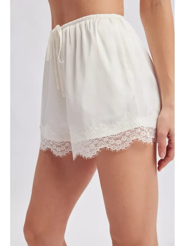 Scallop Lace Satin Shorts