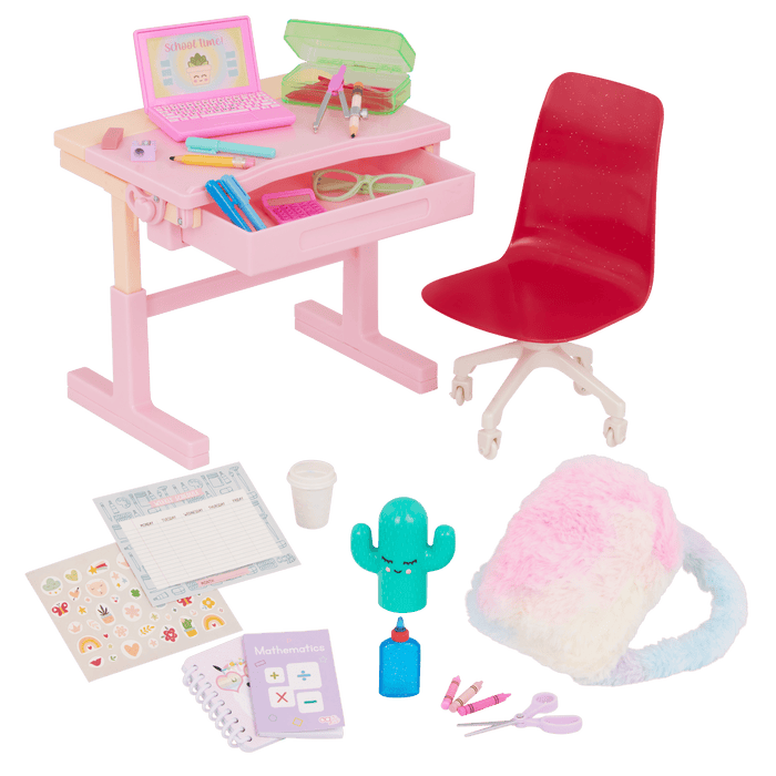 Our Generation Doll Pink Desk & Accessories Set