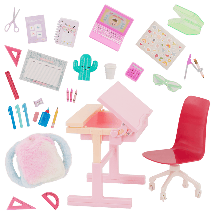 Our Generation Doll Pink Desk & Accessories Set