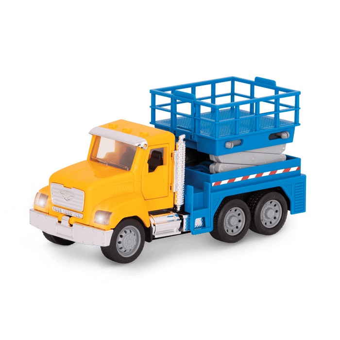 Small Micro Series Yellow and blue toy scissor lift truck