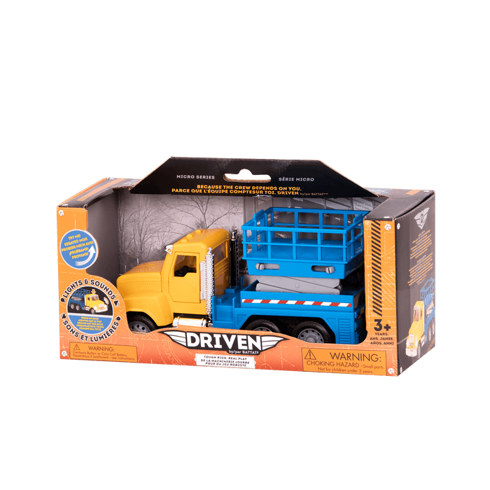 Small Micro Series Yellow and blue toy scissor lift truck