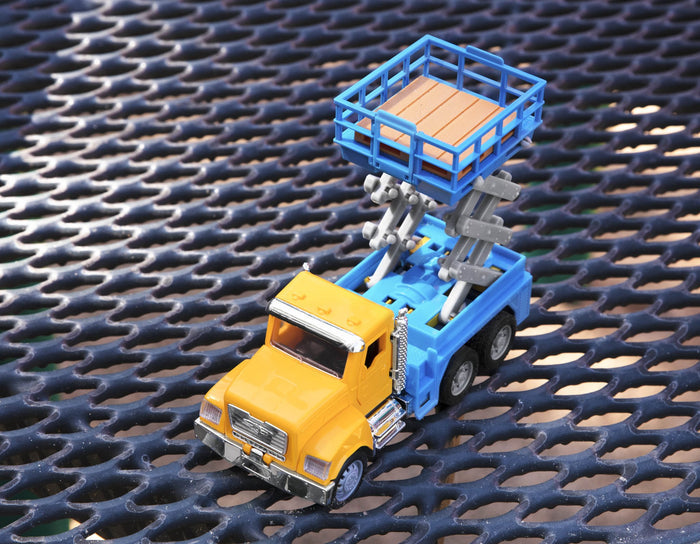 Small Micro Series Yellow and blue toy scissor lift truck